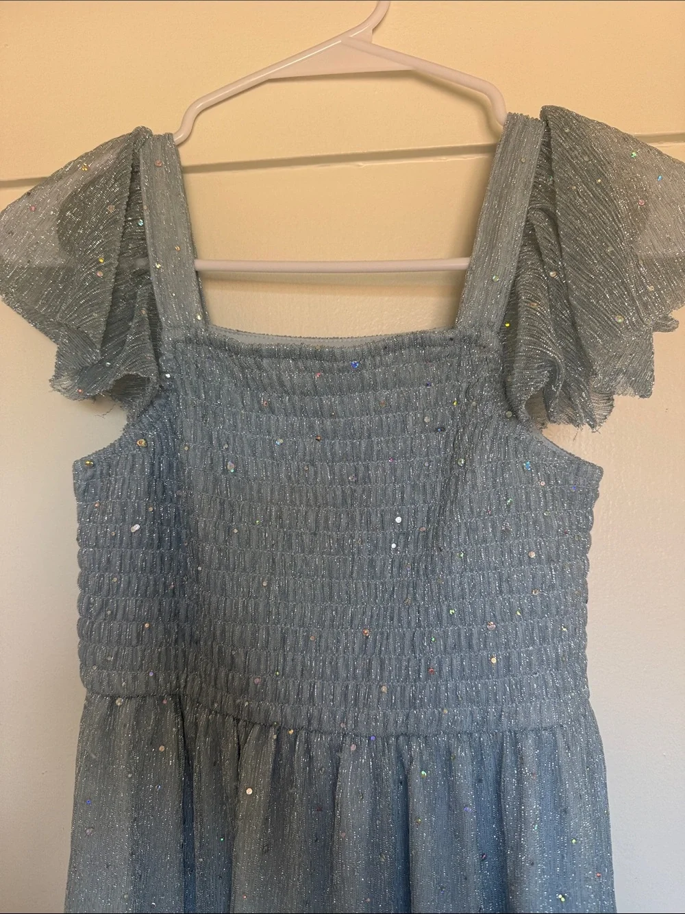 Zunie Light Blue Sparkle Tiered Maxi Dress for Girls